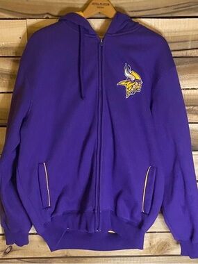 NFL Minnesota Vikings Purple Hoodie with embroidered Logos XL full zip lined